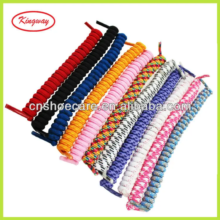 Elastic Kids Coiled Twist-Twist No Tie Polyester Shoelaces for Kids Youth Shoes