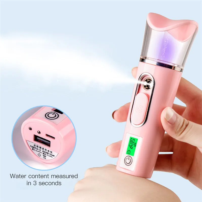 Spray Face Mist Sprayer 2 in1 Portable Mini Facial Steamer Skin Test Nano Mist Deep Hydrating USB Skin Care Body Nebulizer
