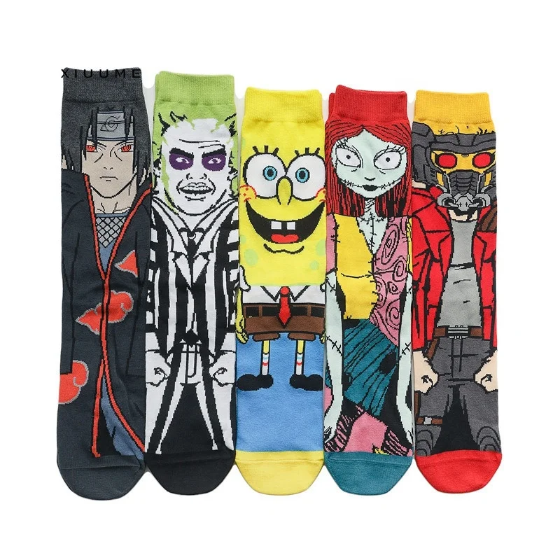 New manufacturer combed cotton cute Sponge Bob comics cozy cartoon women men teen tube socks