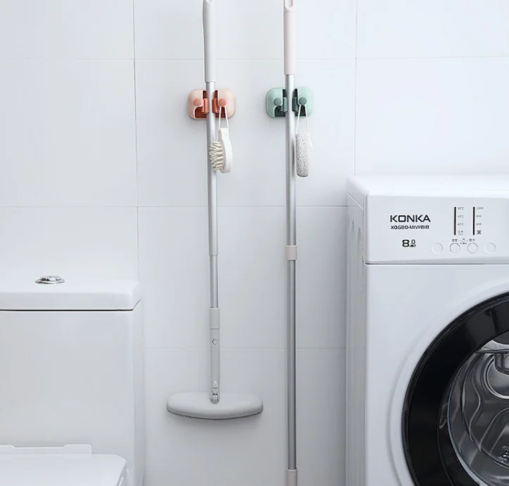 MZL Household Powerful Mop Rack Multi-Function Mop Hook Bathroom Broom Mop Storage Clip