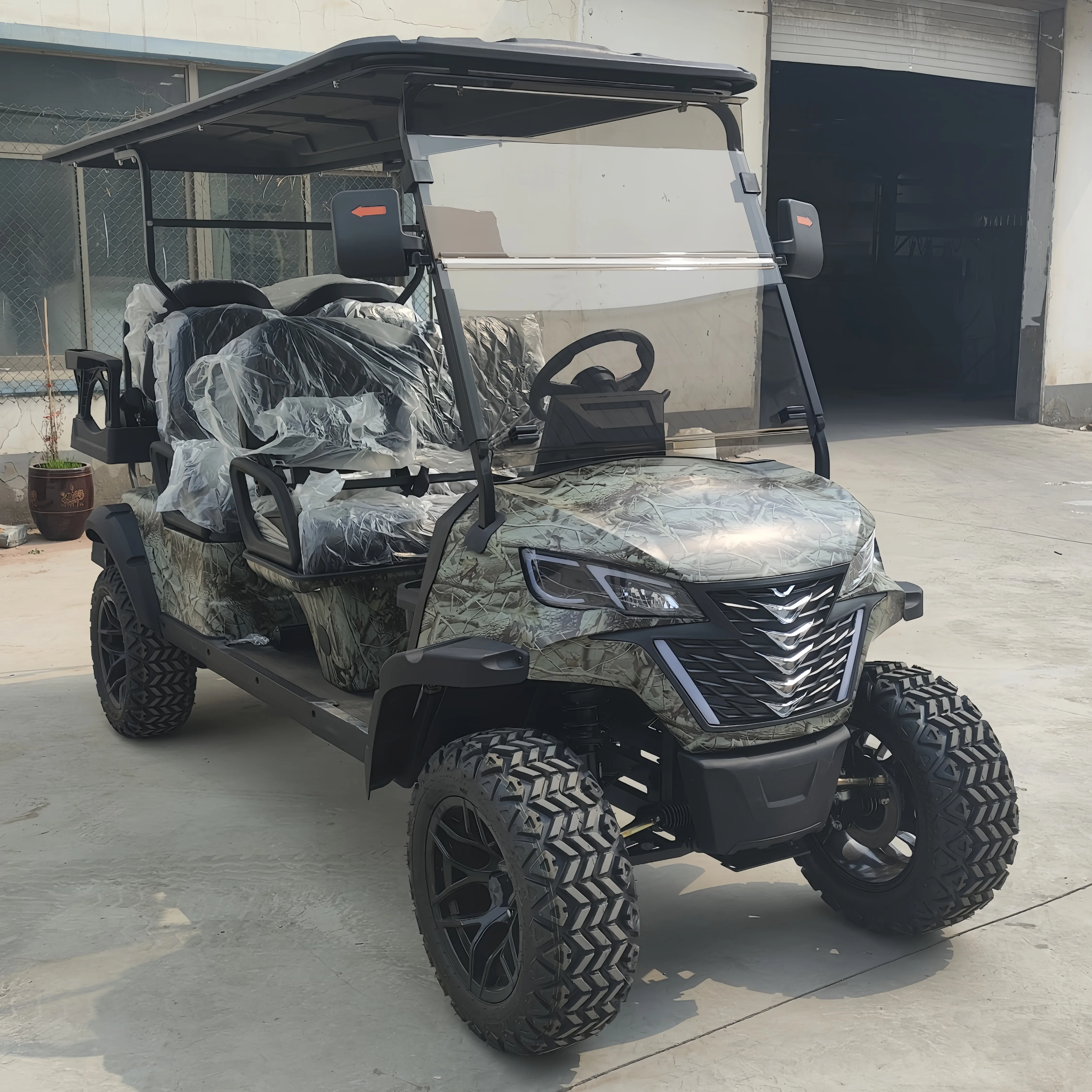 4 Seater Folding 72v Lithium Battery Electric Golf Cart Rough Terrain 2+2 Seats Off Road Golf Cart