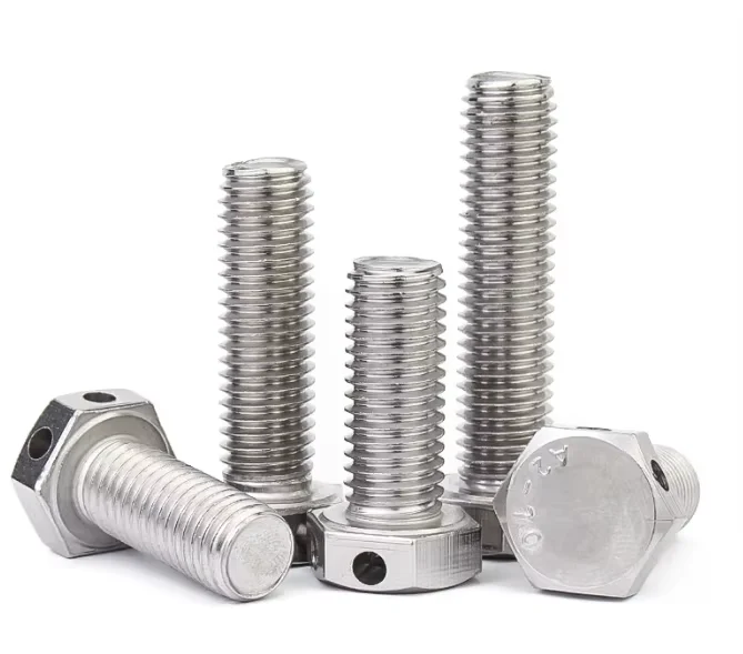 China Hot selling 304 stainless steel Head with hole   hexagonal bolts