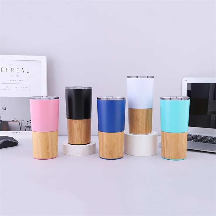 Bamboo Travel Mug Reusable Eco Natural Real Wood Travel Cup Stainless steel Eco Friendly Mug Hot & Cold Drinks