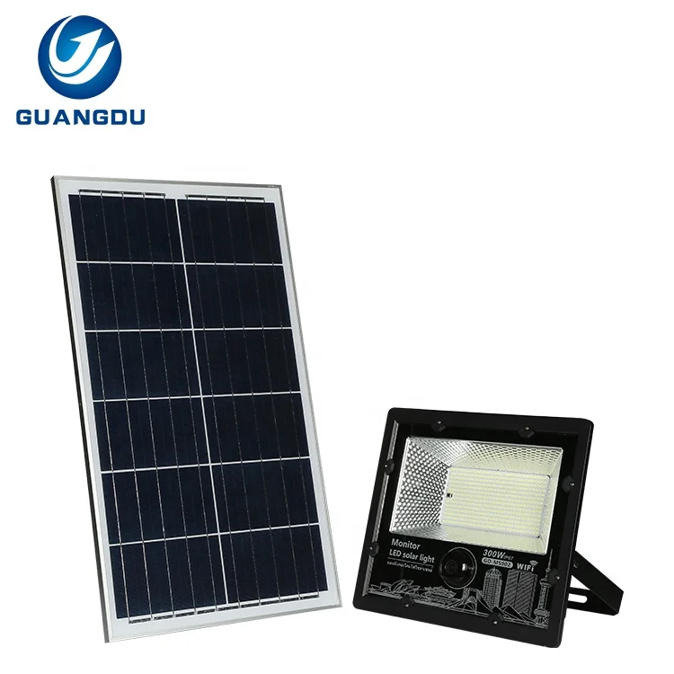 Remote Control Smart With Cctv Camera Waterproof Outdoor Ip67 200w 300w 400w Security Solar Led Flood Light