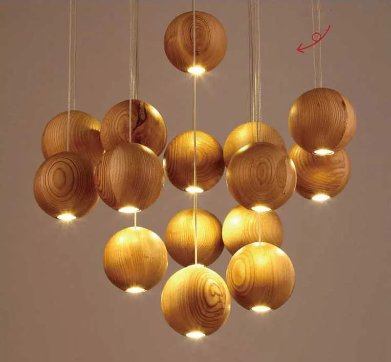 Люстра из массива дерева Современная китайская японская Скандинавская креативная гостиная обеденная трехголовая деревянная лампа