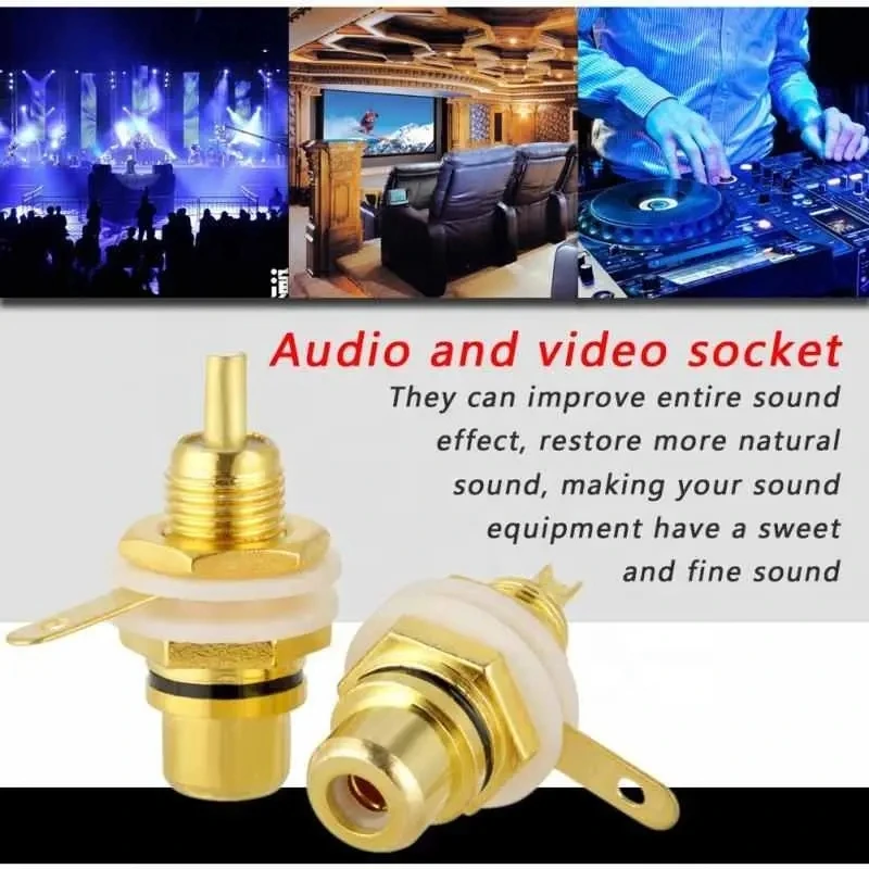10Pcs/Lot Gold Plated Jack Female Panel Terminal Socket Chassis HIFI Audio Connector