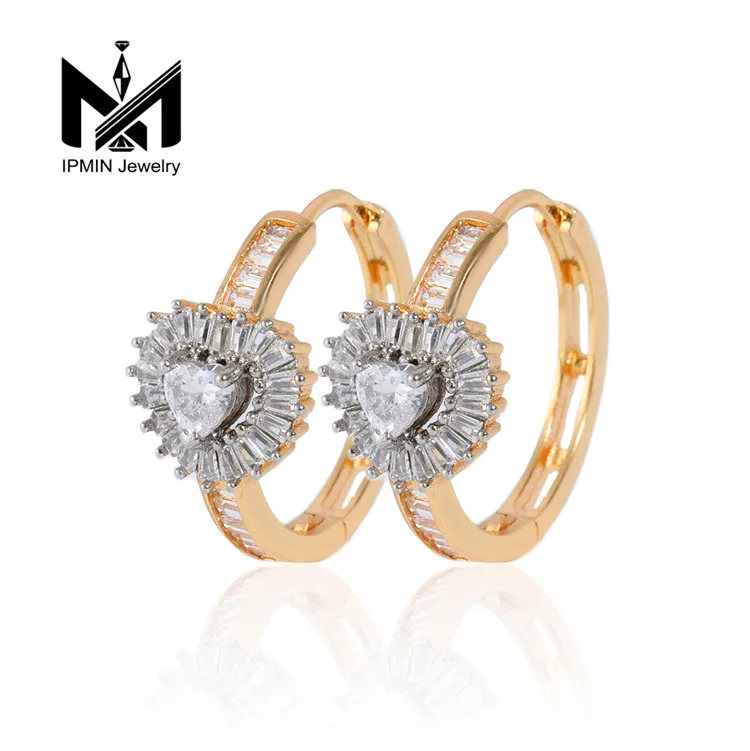 18K two color large earrings gold and silver plating womens party earrings