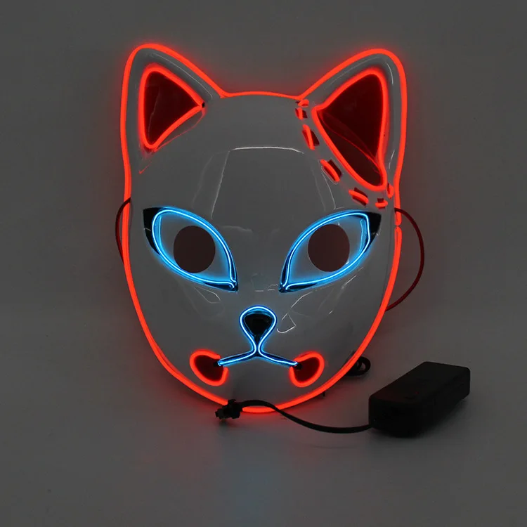 2024 Best Selling Plastic Glowing Face Neon Mask Multi Colors Halloween El Wire Light Up Led Rave Mask For Party