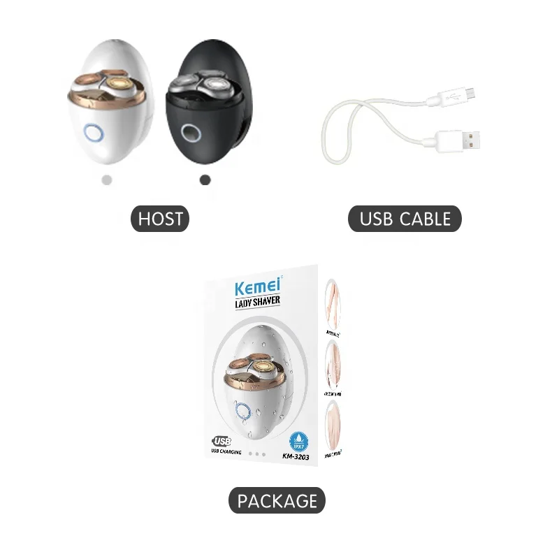 KEMEI 3203 USB-устройство для мытья тела литиевая аккумуляторная зарядная головка магнитная адсорбционная электрическая электробритва Kemei водонепроницаемая Женская бритва