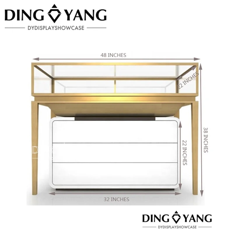 Jewelry Showcase Manufacturer  OEM Gold Jewelry Showcases With Lockable Storage , No Installation And Can Be Used Directly