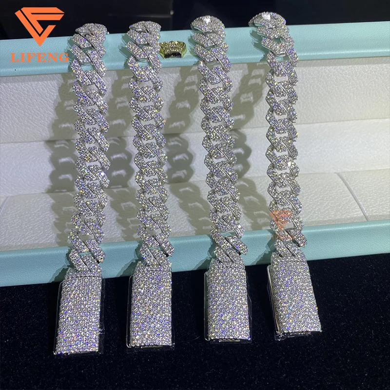 Wholesale Custom Fashion Bracelet Charm Bangles Men 925 Silver Moissanite Cuban Bracelet Set Handmade Jewelry Bracelet For Girls