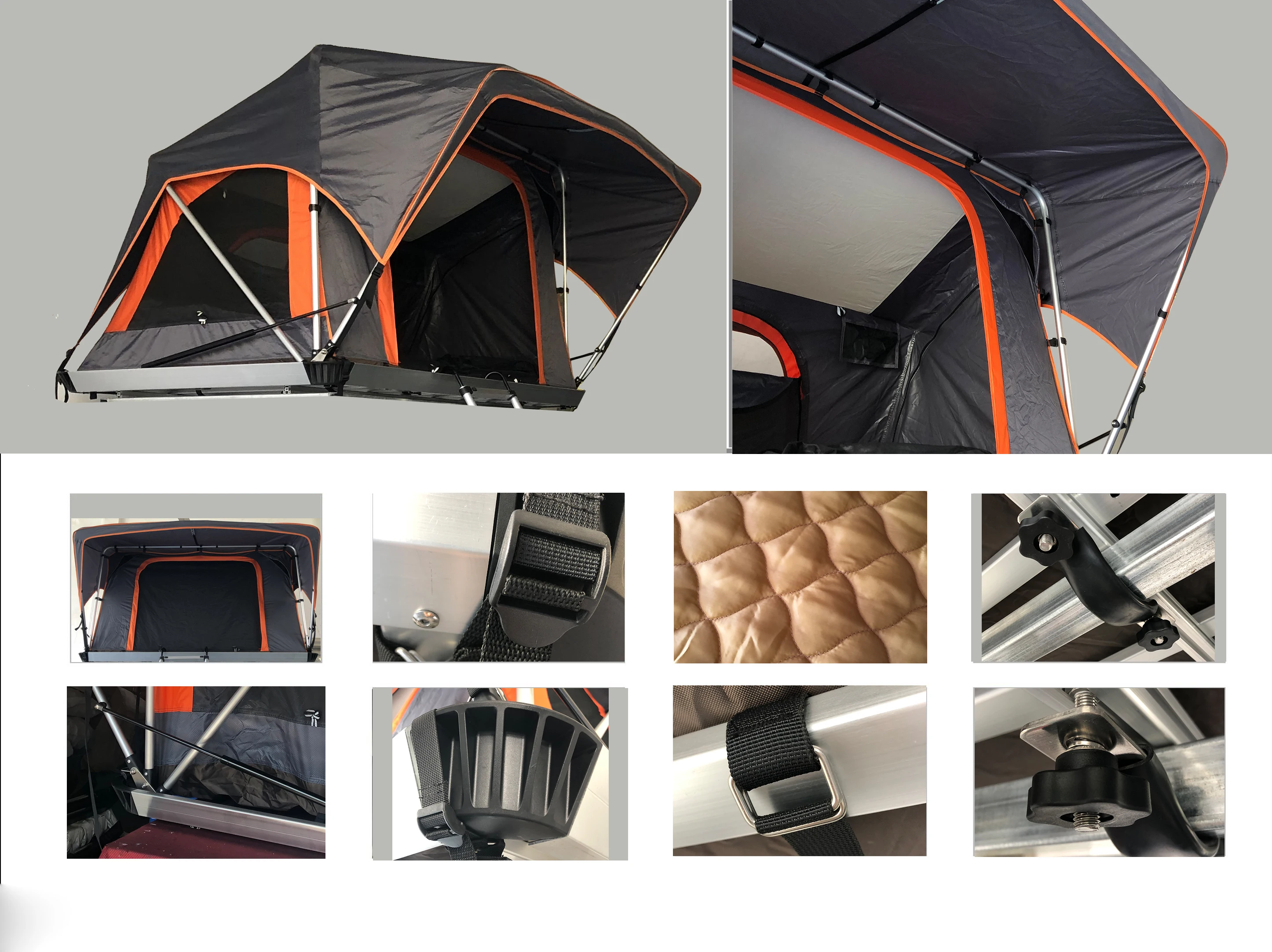 2022 RTS 4wd Ultralight Clamshell Roof Top Tent Black Soft Shell for SUV 2-Person Car Rooftop Tent with Aluminum Roof