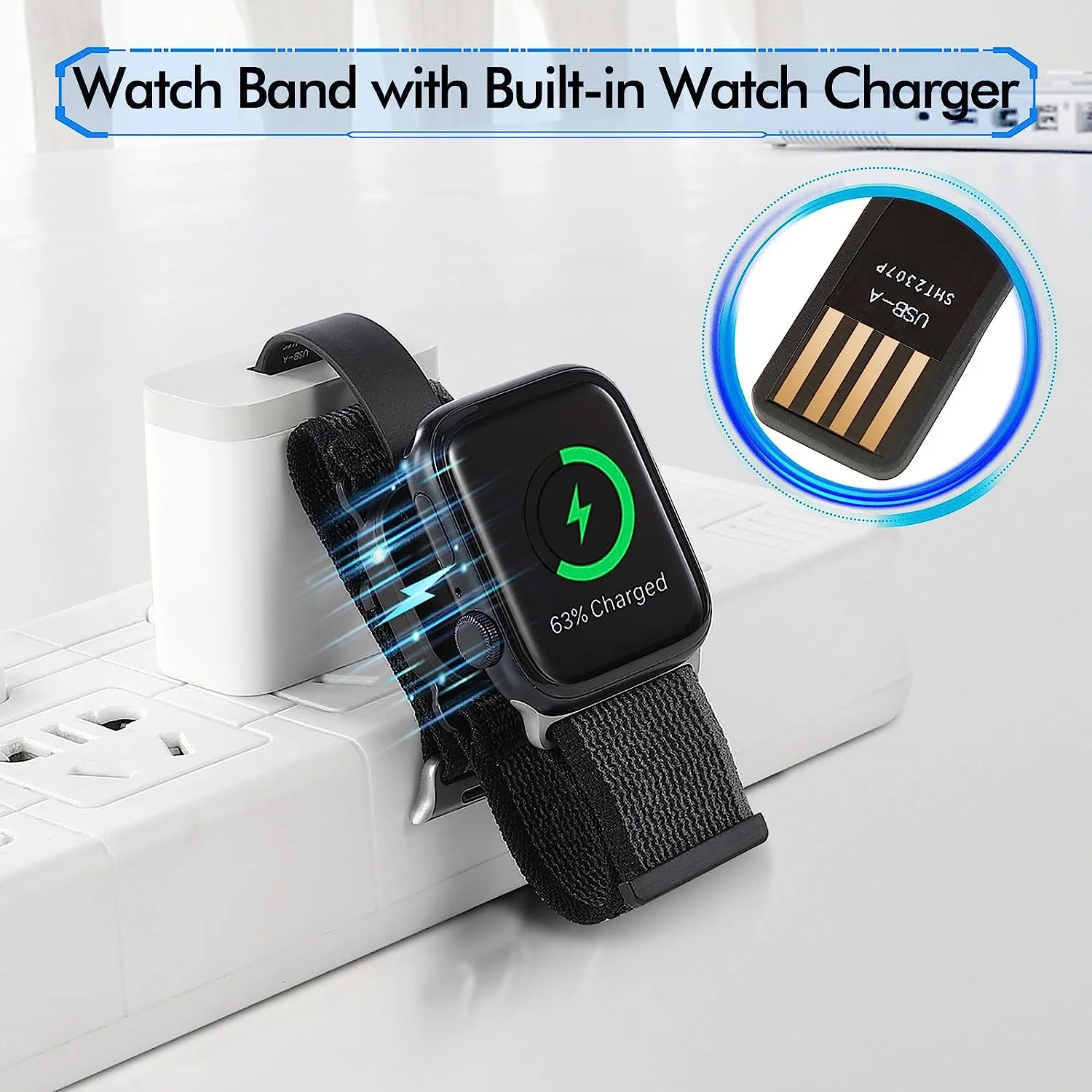 TITUO Newest Sport Loop Nylon Band Magnetic Wireless Charging for apple Watch 7 8 SE