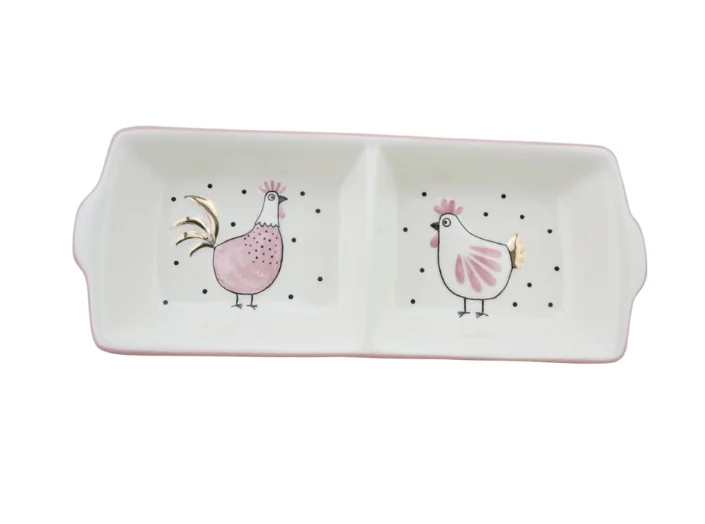 Divided Serving Dish for seasons with fish design by decal