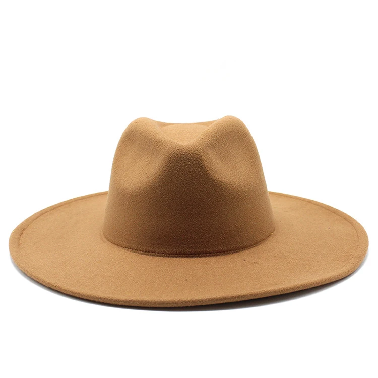 Wholesale 16 Solid Colors in Stock Wide Brim Wool Fedora Hats Women Men