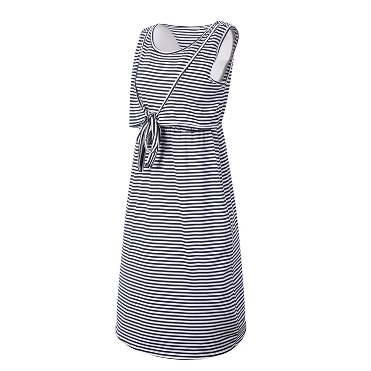 Pregnant Women Two Tone Striped double layer Feeding Pregnancy Dresses Maternity Clothing Dress For Photography