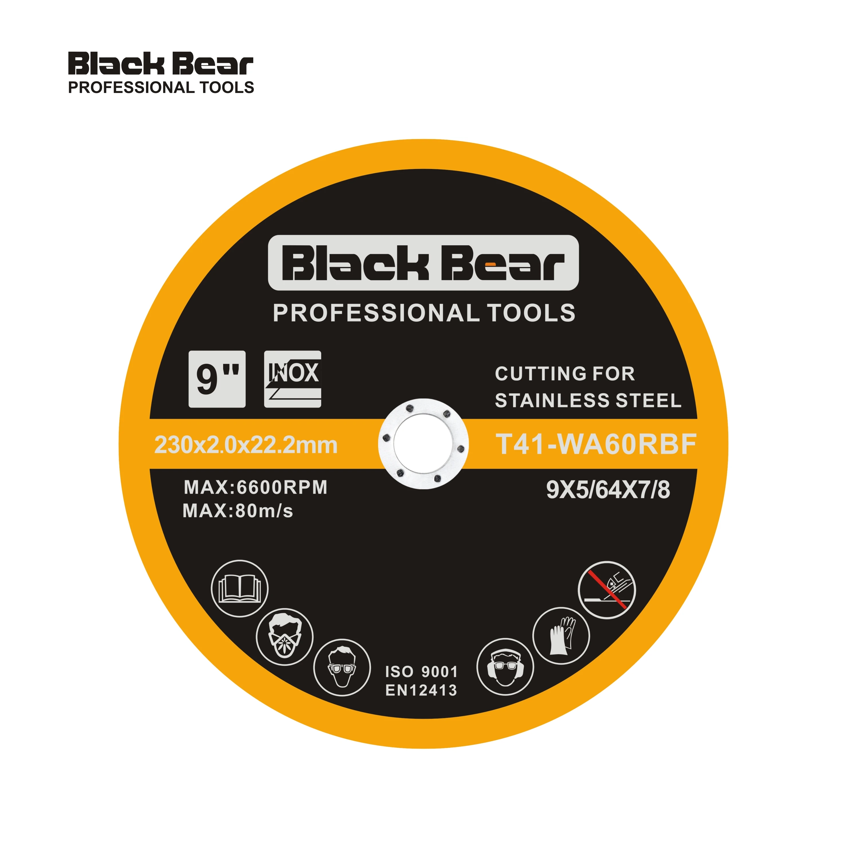 BLACK BEAR HOT SELLING 9Inch 230MM T41 extra-thin Cutting disc for stainless steel inox  abrasive cutting disc for metal