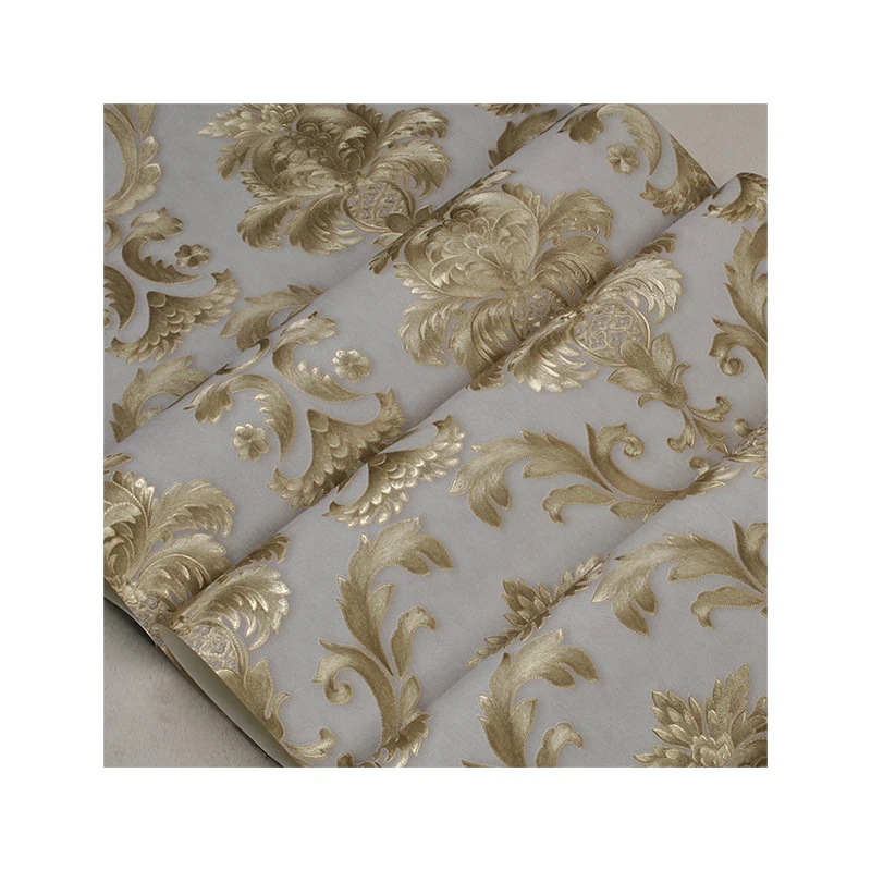 Black Friday European-style carved embossed wallpaper luxury gold Damascus wallpaper bedroom living room vertical wall paper