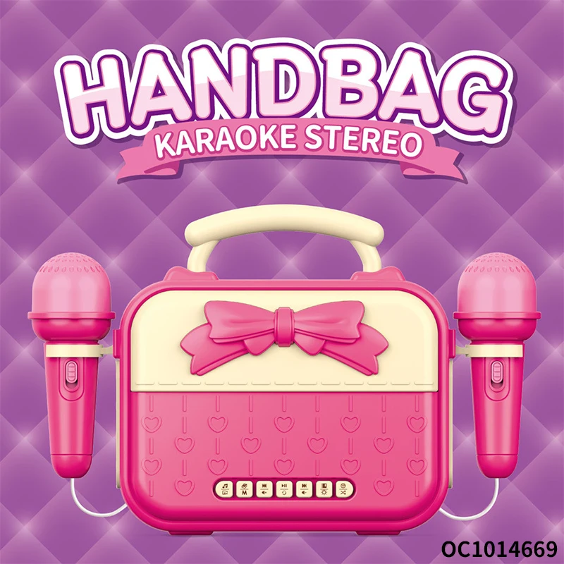 Wholesale custom baby singing toys sound box with 2pcs karaoke microphone machine toys for kids adults