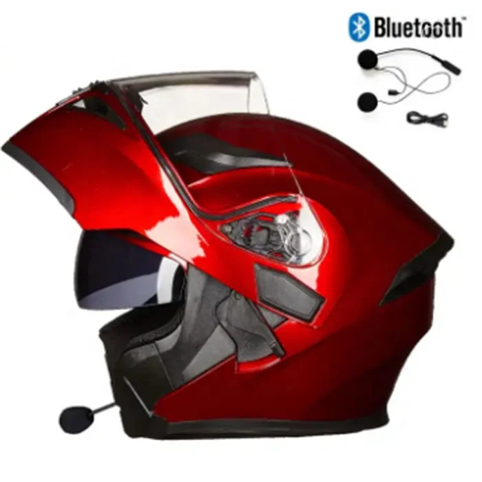 JK-902 Bluetooth Safe Flip Up Motorcycle Helmet Motocross Full Face Helmet With Inner Sun Visor With Cuernos