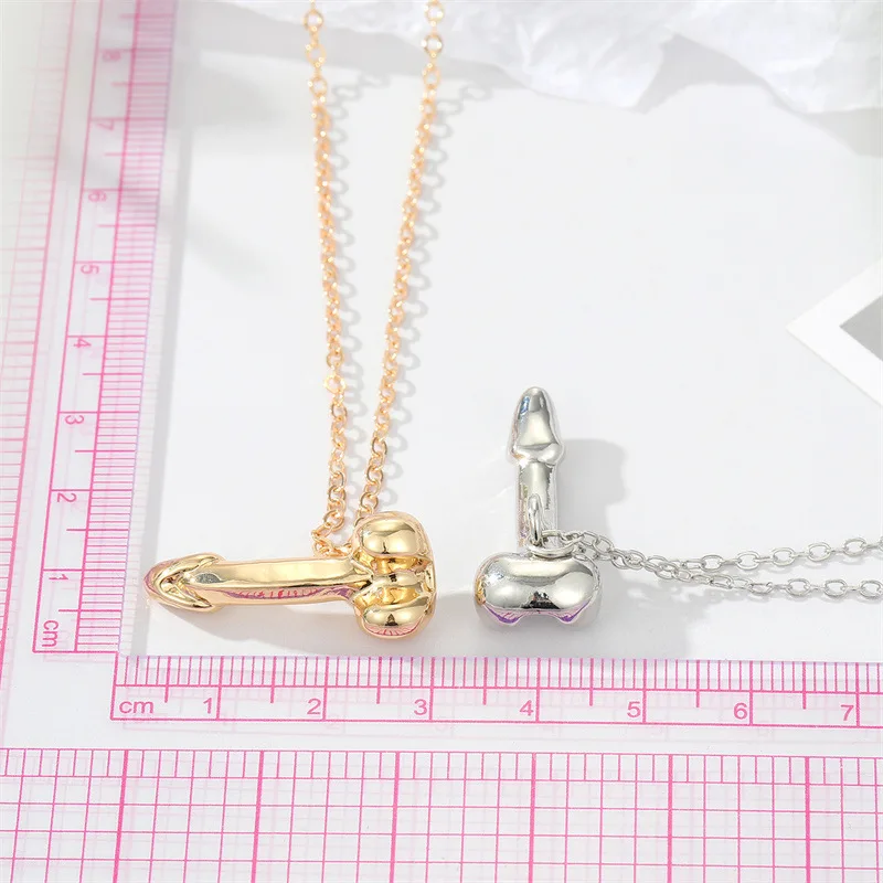 FanYue Exaggerated male genital necklace Trendy punk body part penis pendant necklace gold silver jewelry