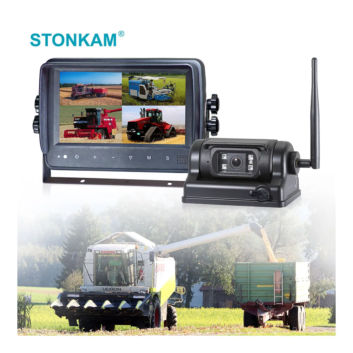 STONKAM 2.4ghz digital 7 inch monitor wireless backup camera system for vehicle for forklift