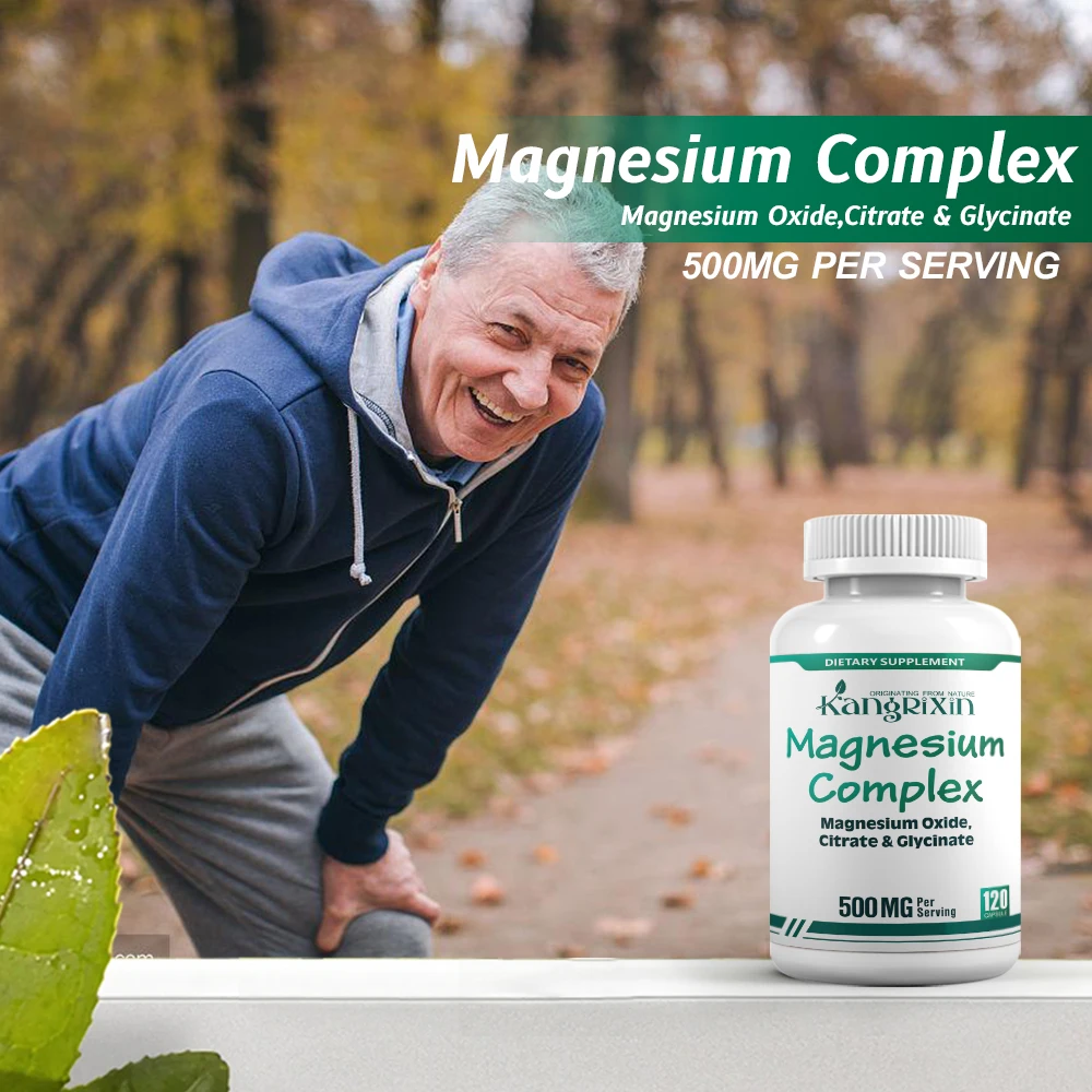 OEM private label 500 mg magnesium complex magnesium supplement 60 capsules of magnesium glycinate and citric acid.