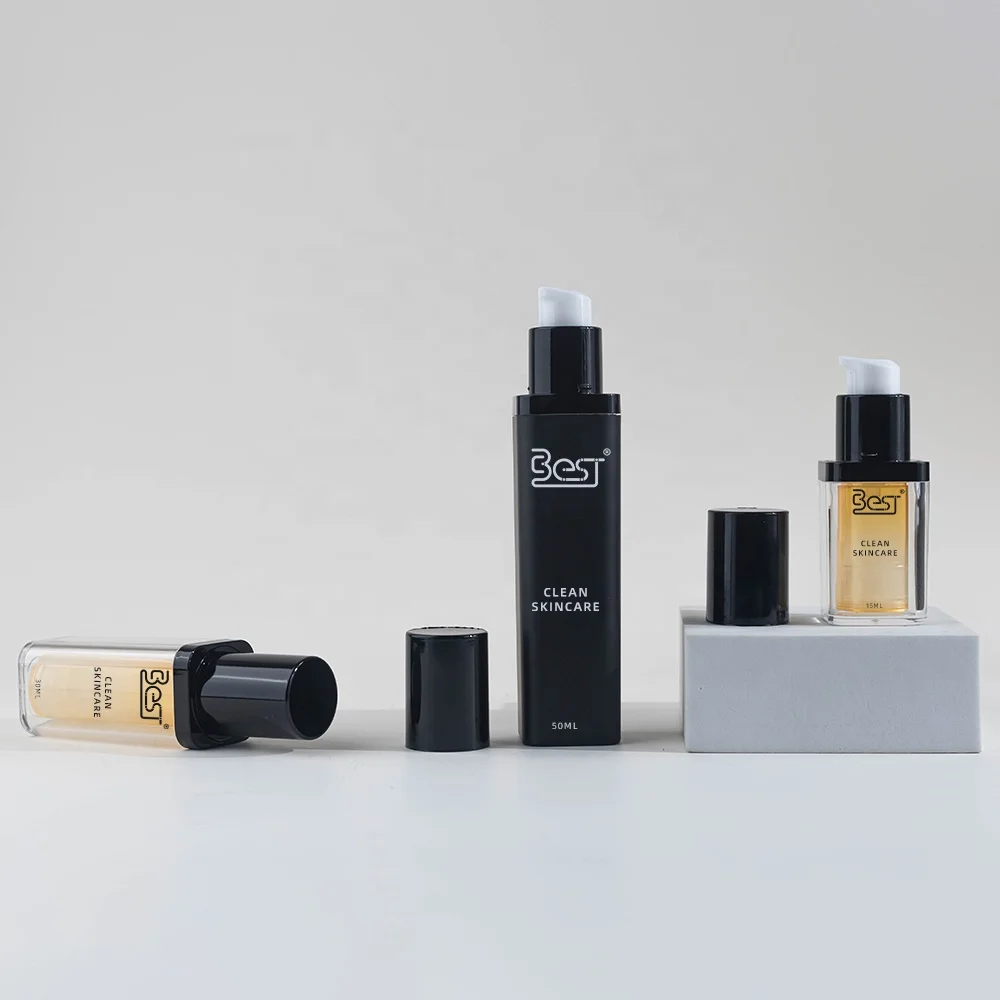 Airless Skincare Cosmetic Packaging 15ml 30ml 50ml Lotion Serum PP PS Bottle Bottle with Pump Biodegradable Customized Color