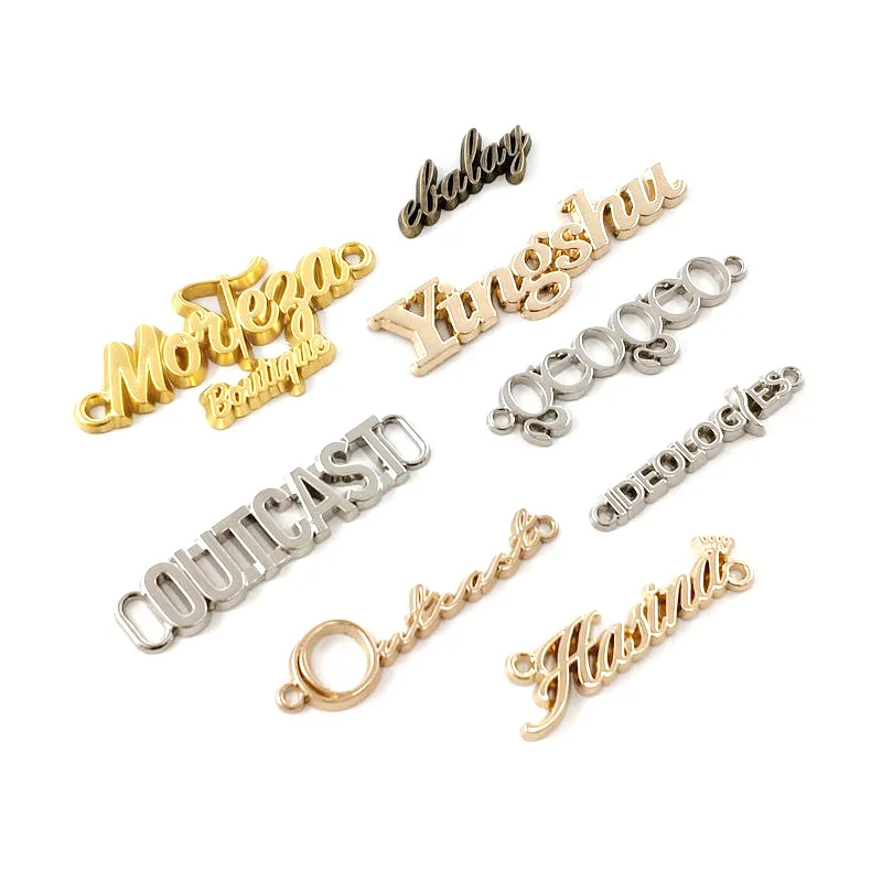 Luxury Metal Logo Tags Custom Brand Name Metal Plates High Quality Metal Logo For Clothing Bag