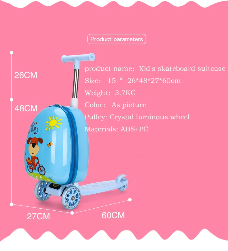 2022 Hot Sale Kids Skateboarding Suitcase Travel Luggage Children Trolley School Bag Travel Smart Luggage Wheeled Suitcases