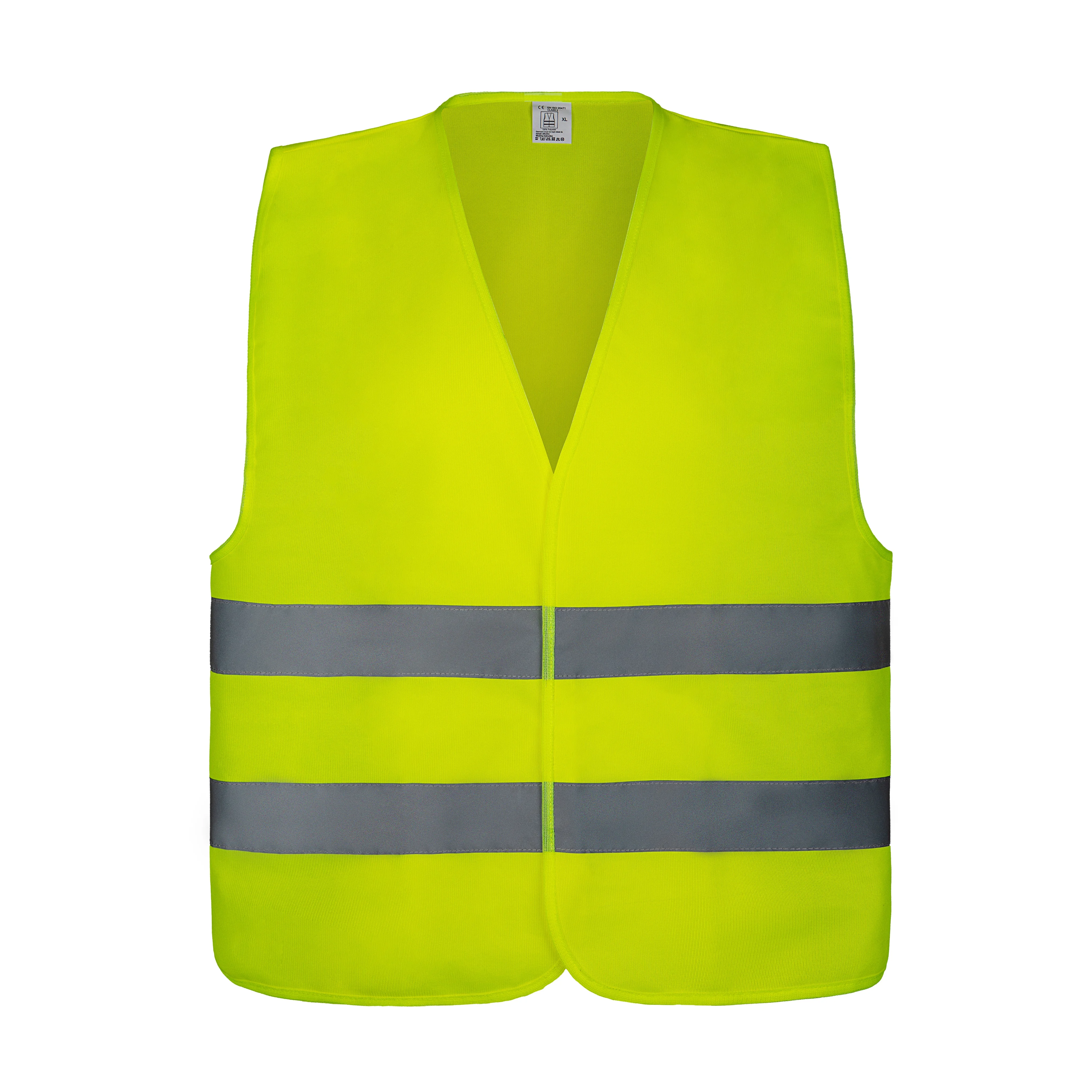 Жилет hi viz с логотипом на заказ трикотажный желтый полиэстеровый жилет из полиэстера 120 г/м2 ISO20471