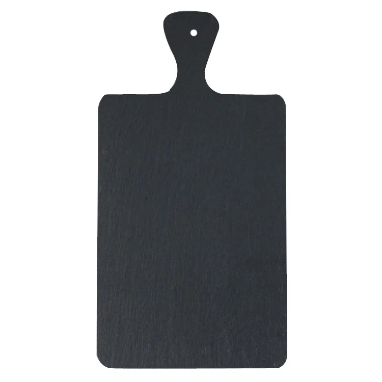 Wholesale Book Shape Packaging Set Of 5 With 4 Cheese Knifes Black Custom Logo Rough Edge Slate Stone Walnut Cutting Board