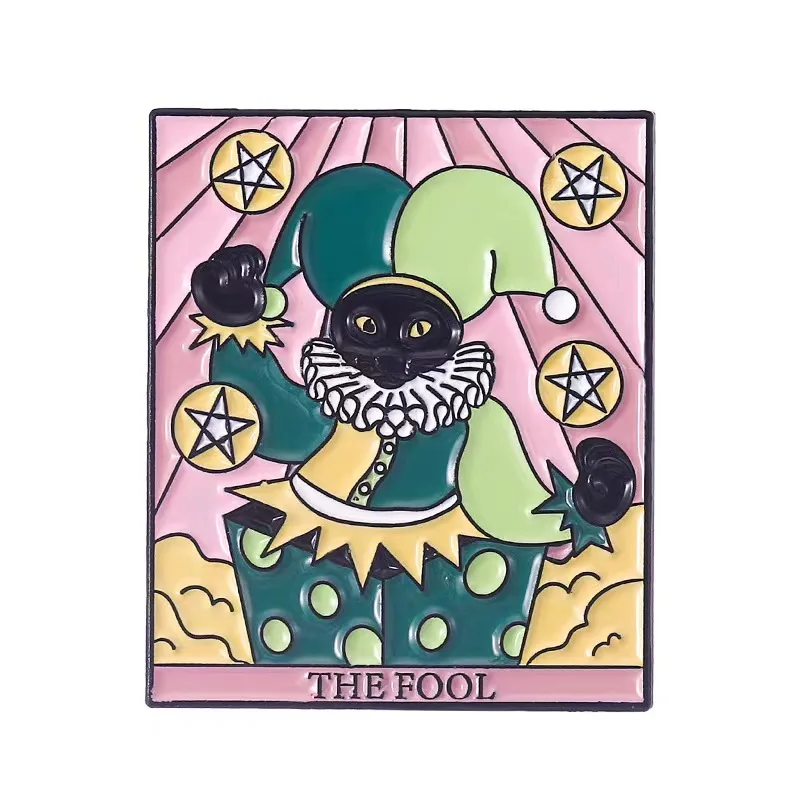 Wholesale Anime Tarot Black Cat Cartoon Jewish Lapel Pin Sun Moon Star Black Girl Magic Enamel Pin