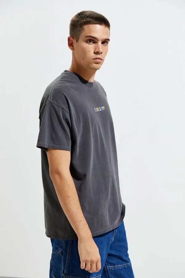 MGOO Pima cotton Colorful puff print men tee Vintage washed oversized t shirt