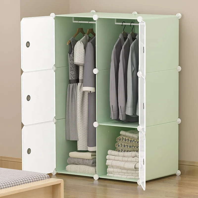 6 cubes plastic wardrobe small portable dormitory rental house lockers with 2 hangers