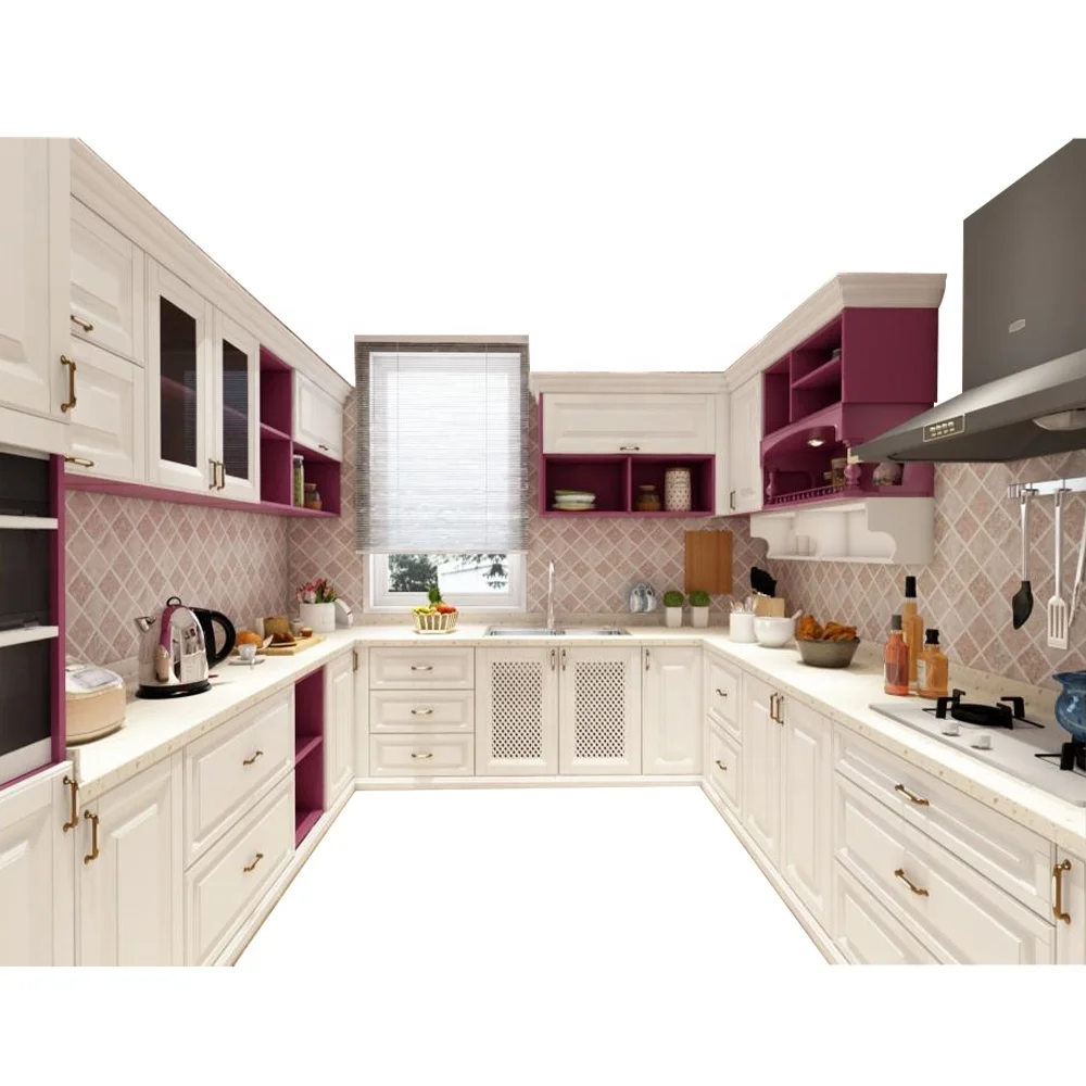 Small PVC Kitchen Set Furniture Modern Designs Kitchen Cabinet Hardware 1 Set Plywood