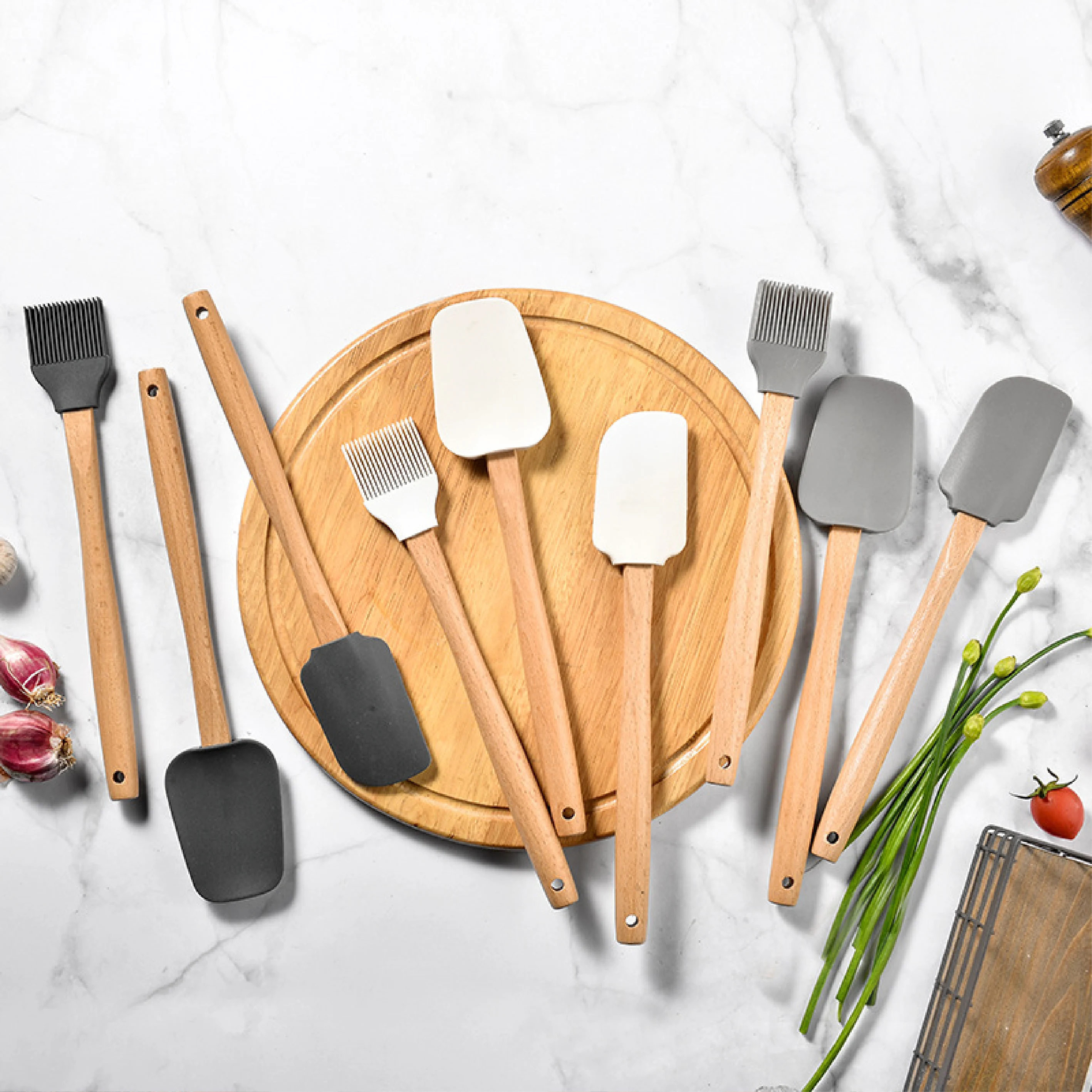 Silicone Spatula Set of 3, High Heat Resistant, Flexible Rubber Kitchen Cooking Mixing Baking Scraper for Nonstick Cookware