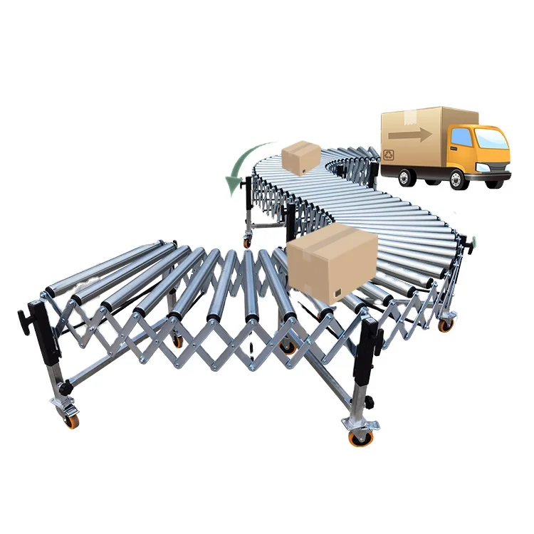 LIANGZO Manual Gravity Flexible Expandable Roller Conveyor for Unloading