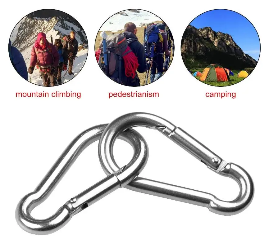 Wholesale Long100mm Wire diameter 10mm Stainless Steel Spring Carabiner Hooks For Quick Link Chains