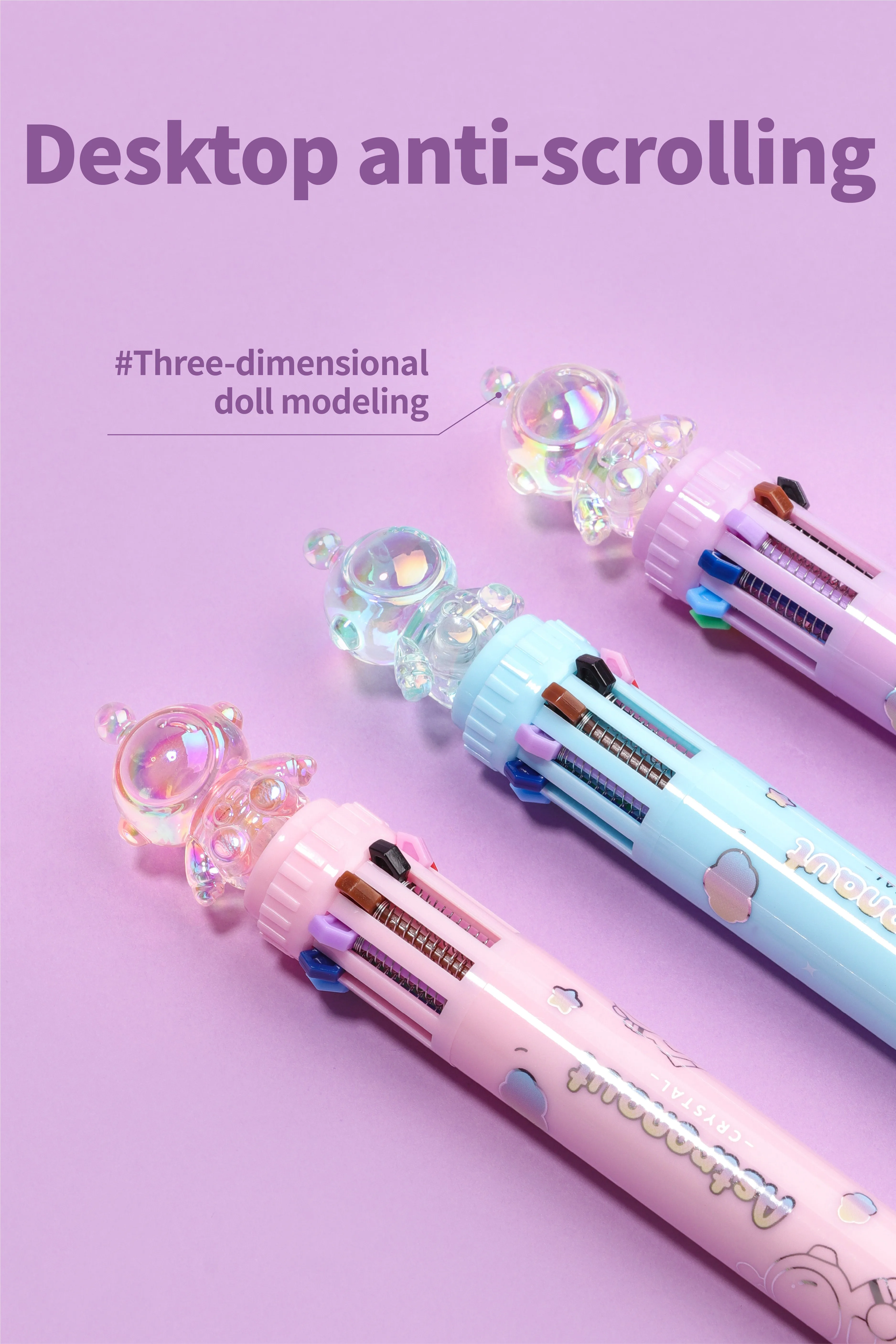 Multi-color cartoon pens retractable 10 color multi-function cute  pens  creative cute utiles escolares