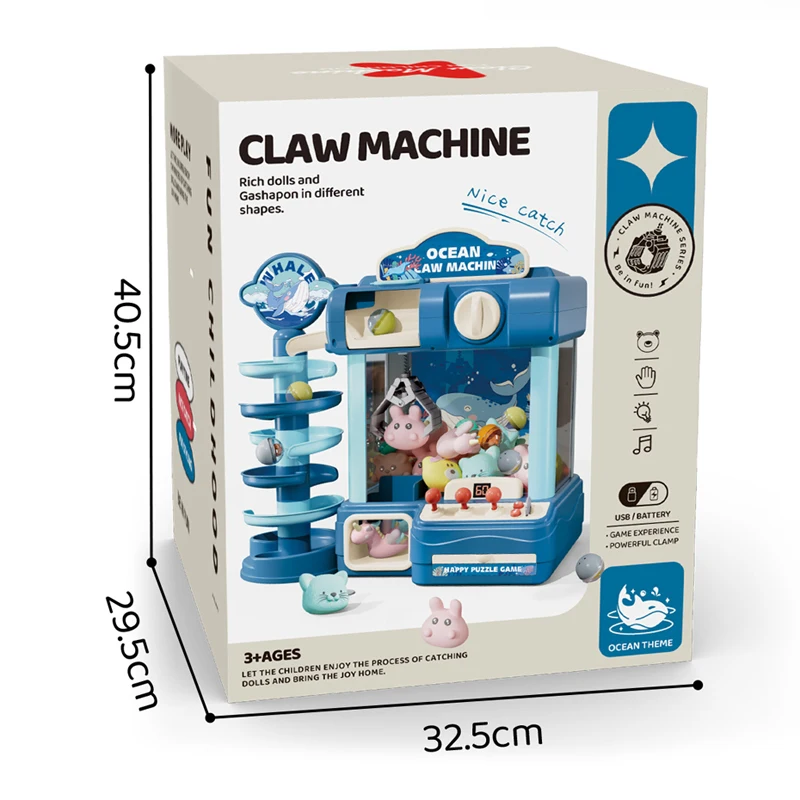 Electric Coin Operated Claw Machine Toys Arcade Game with Sound & Light Cool Fun Mini Grabber Prize Dispenser Vending Toys