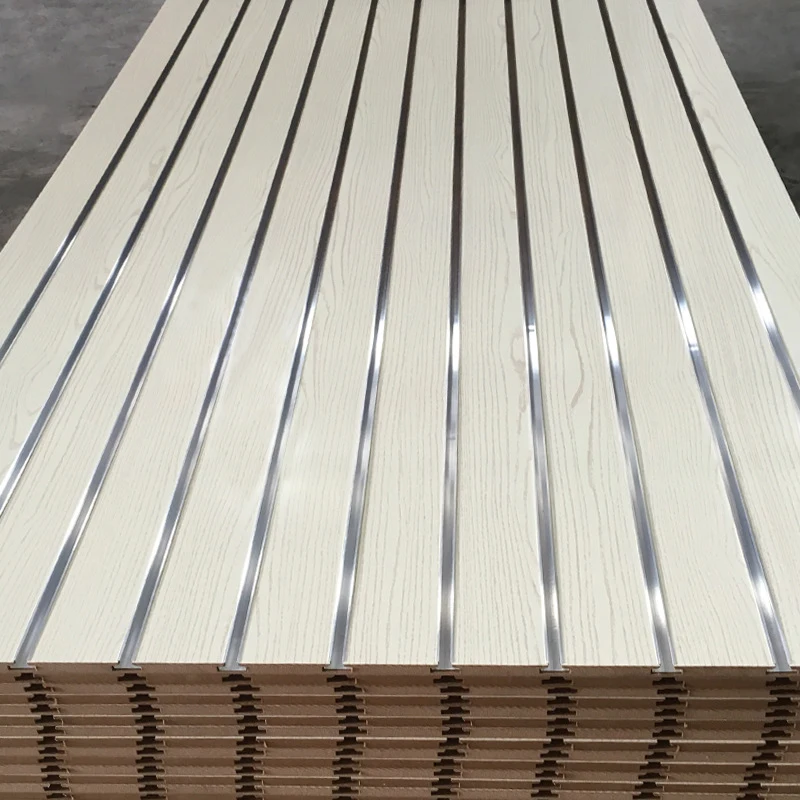 Factory Wholesale Melamine Slotted Mdf Slats Wall Grooved Mdf For Display Wall