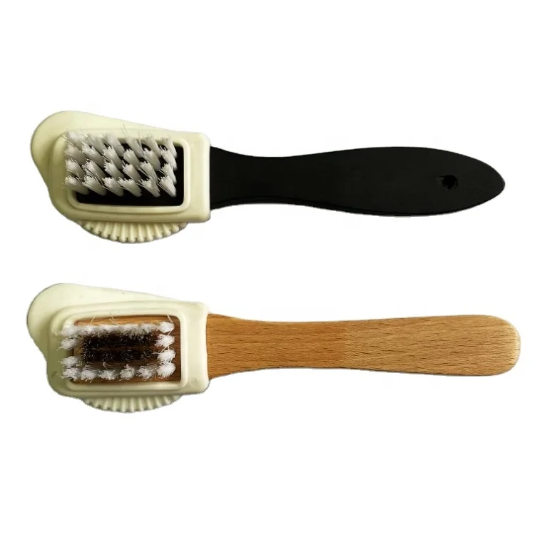 Customer Logo Wooden Handle Silicone Nubuck and Suede Frosted Cleaning Brush Restorer Natural Soft TPR Crepe Brush