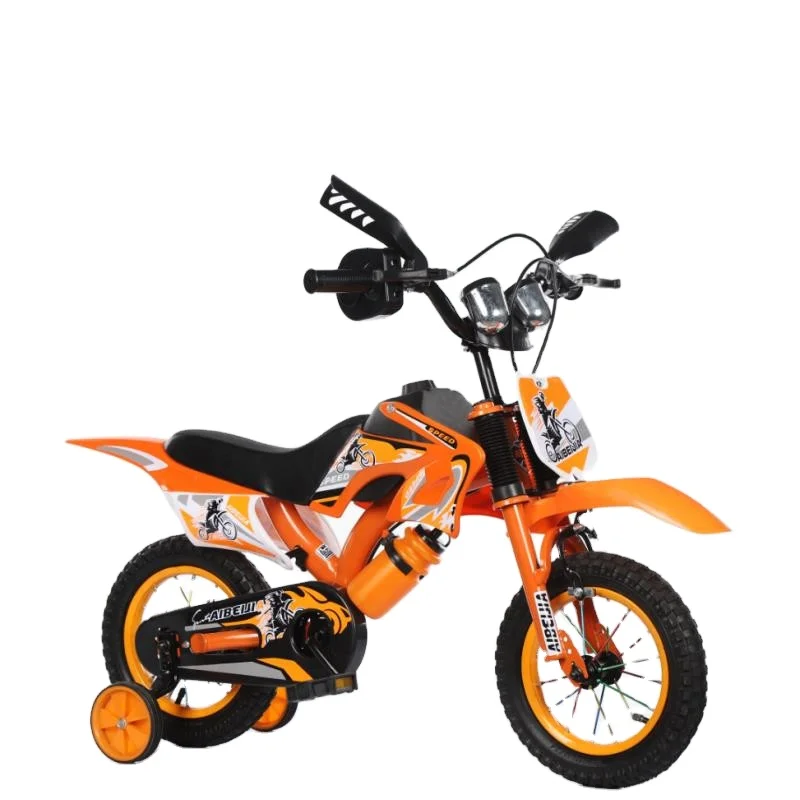 
Hot sale carbon steel motor like design kids bikes with training wheels and suspension fork for children cycling 