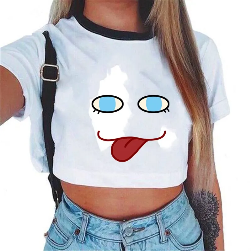 Fashion Women T shirt Tops Tee Tops Short Sleeve Female T Shirt Casual Cute Cropped Top Woman Clothing