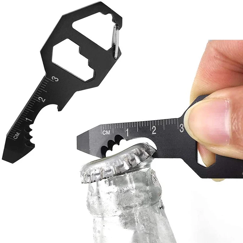100% Stainless Steel edc Gadget 6 Tools in 1 Bottle Opener Keychain Pocket Bottle Opener Multi Tool