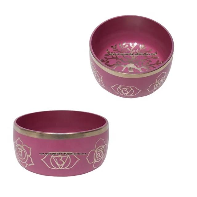  Тибетская медитационная чакра семь чакр 6 дюймов Поющая чаша с цветочным дизайном жизни
