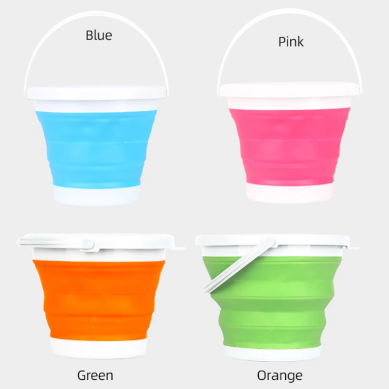 Wholesale OEM Multiple Types Collapsible Plastic Bucket Bright Color PVC Material Beach Folding Bucket
