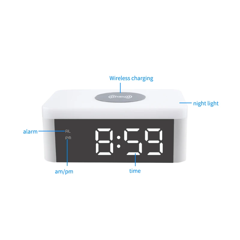 Clocks Analog With Built In 2022 New Modern And Digital Fast Wireless Charger Lamp Alarm Mirror Rgb Clock