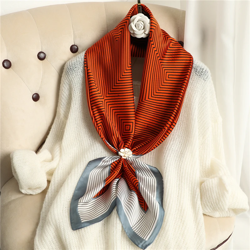2021 new 90*90cm Summer Women Silk Scarves Square Scarf Ladies Luxury Brand beach soft Shawl Bandanna Large Hijab muffler
